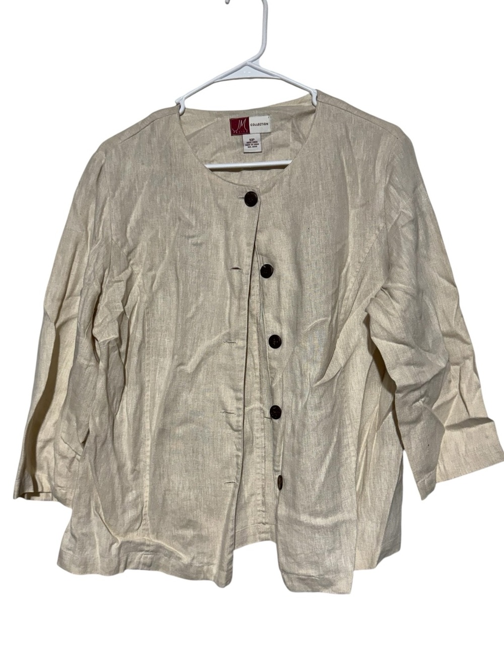 JM Collection 100% Linen Jacket Top‎ Size 10 Cottagecore Indie Boho Chic Summer